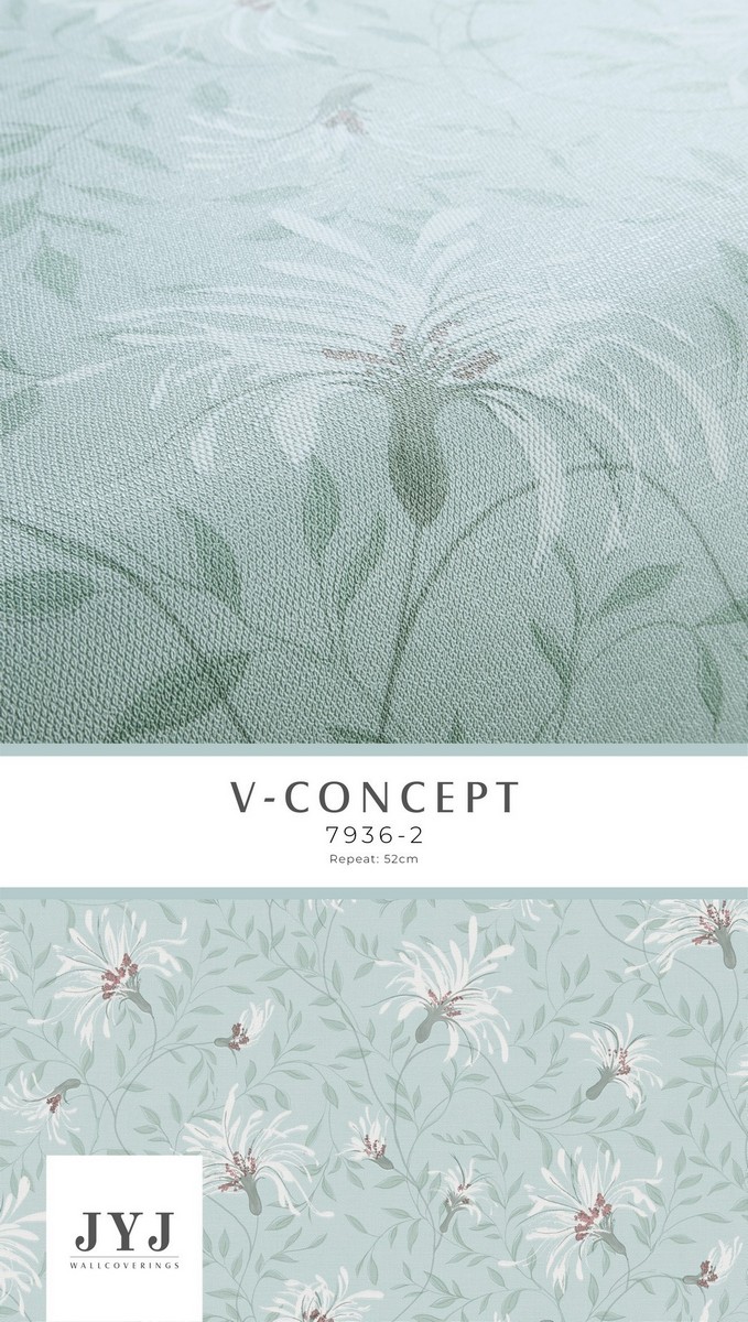 Giấy dán tường hoa lá nền xanh 7936-2